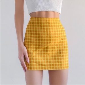 Yellow Plaid Urban Outfitter Mini Skirt